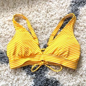 Sunny Yellow Striped Bikini Top